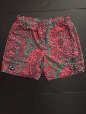 Killer Acid Limited Print Swim Trunks Blue Pink Medium